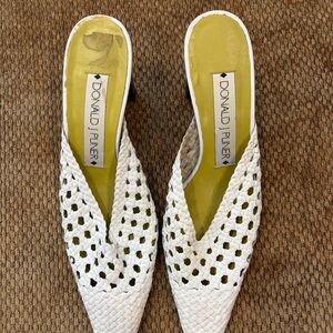 Donald J. Pliner White Woven Mules
